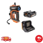 Ridgid 18V Cordless Portable Inflator Kit With 2.0 Ah Battery And Charger New. Price: $145.65.