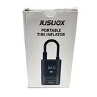 Jusuox Tire Inflator Portable Air Compressor, 150 Psi Cordless Pump Open Box. Price: $34.99.