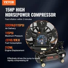 15HP Gas Powered Air Compressor, 30 Gallon Horizontal Tank, 33CF New. Price: $2036.04.