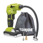 Sun Joe Cordless Portable Air Compressor Kit 1.3-AH Battery + Charger Open. Price: $59.99.