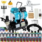 Master Gravity Airbrush Tank Compressor Kit With 24 Color Acrylic Paint Set New. Price: $219.99.
