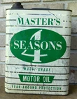 Super Rare Master's 4-SEASONS Motor Oil 2 Gallon Can Used. Price: $299.00.