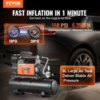 Heavy Duty Air Compressor & 6L Tank 6.35CFM Portable Tire Inflator 150PSI New. Price: $217.99.