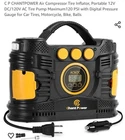 Chantpower Air Compressor Tire Inflator, Portable 12V DC/120V Ac Pump New. Price: $39.99.