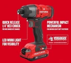 Craftsman V20 Lithium Ion Brushless 1/4" Impact Driver Kit (CMCF820D2) New. Price: $70.00.