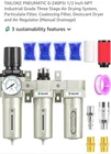 Tailonz Pneumatic 0-240PSI 1/2 Inch Npt Three Stage Air Drying System TL-697 New. Price: $75.00.