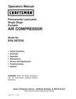 Owner's Manual For Craftsman Portable Air Compressor - Model 919.167310 New. Price: $19.95.