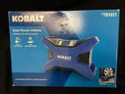 + Kobalt Dual-power Inflator 12V 120V 120PSI #791911 KLDP1 Open. Price: $65.00.