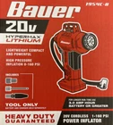 New*bauer 20V Hypermax Cordless 0-160 Psi Power Inflator Tool Only. Price: $45.95.