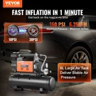 Vevor Heavy Duty Air Compressor & 6L Tank 6.35CFM Portable Tire Inflator 150PSI New. Price: $198.65.