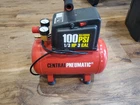 Central Pneumatic 3 Gal. Air Compressor W/10' Hose & Attachments Open. Price: $49.00.