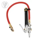 Measureman Heavy Duty Bayonet Style Tire Inflator, Aluminum Body, 20" Red Hose, New. Price: $34.79.