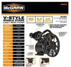 Mcgraw 2 Hp 155 Psi V-style Single Stage Cast Iron Air Compressor Pump New. Price: $224.99.