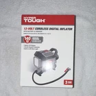 Hyper Tough 12V Cordless Digital Inflator With Battery & Charger Open. Price: $37.99.