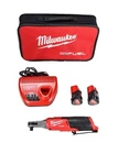Milwaukee M12 Fuel 12-V Brushless Cordless 3/8 In. Ratchet Kit W/(2) Batteries New. Price: $241.79.