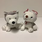 Hallmark Jingle And Bell Plush Husky Puppy Dogs Ornament Set Mini 5" Pair Used. Price: $26.40.