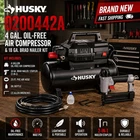 Husky 4 Gal 175 Psi Air Compressor Kit W/ Hose & 2-IN-1 Brad Nailer Stapler New. Price: $229.95.