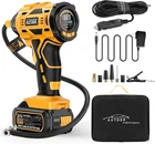 Cordless Tire Inflator, 180PSI Portable Air Compressor With 21V Rechargeable Bat New. Price: $71.99.