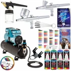 3 Master Airbrush 1/4HP Twin-piston Compressor, 6 Color Acrylic Paint Set New. Price: $299.99.