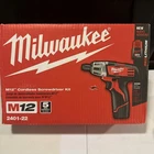 Milwaukee 2401-22 M12 12V Lithium-ion Cordless 1/4" Hex Screwdriver Kit New. Price: $79.99.
