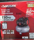 Husky Gallon Quiet Air Compressor 150 Psi Oil-free Pump 1011538561 New. Price: $180.00.