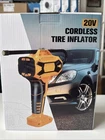 Portable Cordless Tire Inflator 20V, Model CZK-3694, New, Battery Not Included Open. Price: $15.00.