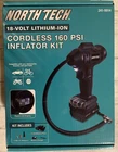 North Tech 18-VOLT Lithium-ion Battery Inflator Kit Cordless 160 Psi Tire New. Price: $34.99.